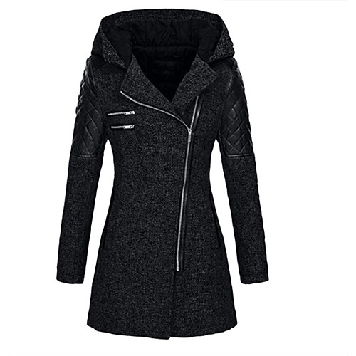 

Women's Solid Colored Basic Fall & Winter Coat Long Daily Long Sleeve Wool Coat Tops Black