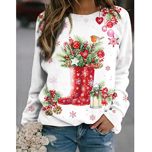 

Women's Pullover Sweatshirt Graphic Christmas Casual Christmas Hoodies Sweatshirts White