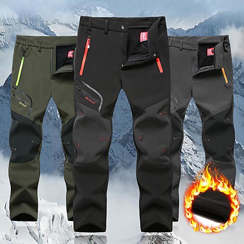 

Men's Hiking Pants Trousers Softshell Pants Solid Color Winter Outdoor Windproof Fleece Lining Rain Waterproof Warm Softshell Pants / Trousers Bottoms Dark Grey Black Army Green Navy Blue Camping
