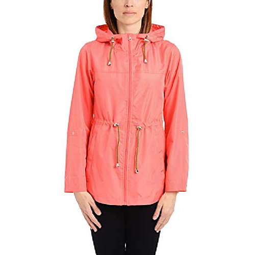 

women's lightweight pack-it-in-a-pouch water-resistant jacket, coral lipstick, m