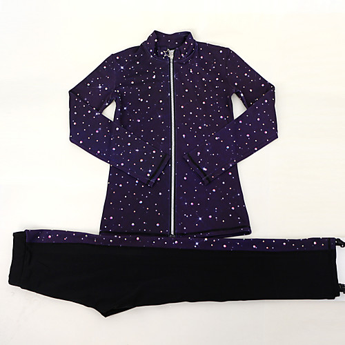 

Figure Skating Jacket with Pants All Ice Skating Tracksuit Black / Blue Spandex High Elasticity Training Skating Wear Solid Colored Crystal / Rhinestone Long Sleeve Ice Skating Figure Skating / Kids