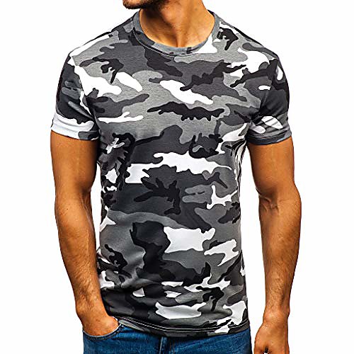 

men casual sport camouflage print pullover,summer o neck short sleeve t shirt for man (large, gray)