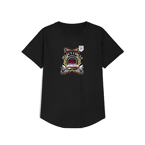 

Men's T shirt Other Prints Graphic Short Sleeve Daily Tops Streetwear White Black