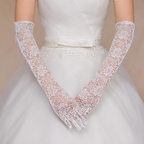 

Polyester / Terylene Elbow Length Glove Sweet Style / Lace Applique Edge With Petal / Solid