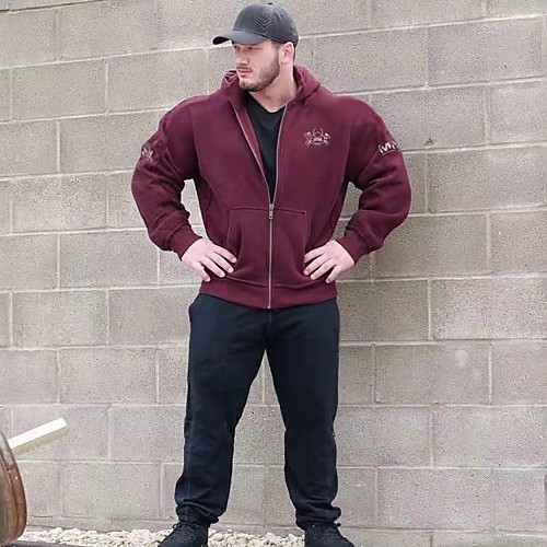 

Men's Zip Up Hoodie Coat Zipper Hoodie Fleece Cotton Letter Printed Sport Athleisure Top Long Sleeve Thermal Breathable Warm Soft Comfortable Exercise & Fitness Everyday Use Daily Exercising General