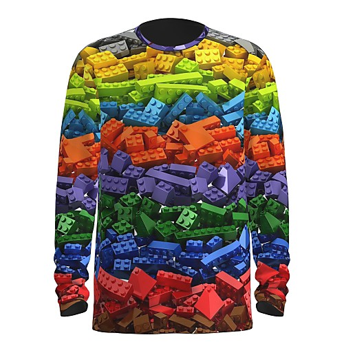 

Men's T shirt 3D Print Graphic Abstract 3D Print Long Sleeve Daily Tops Rainbow