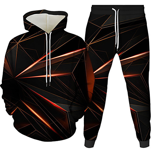 

Men's 3D Hoodies Set Graphic 3D 2 Piece Daily 3D Print Casual Hoodies Sweatshirts White Blue Purple