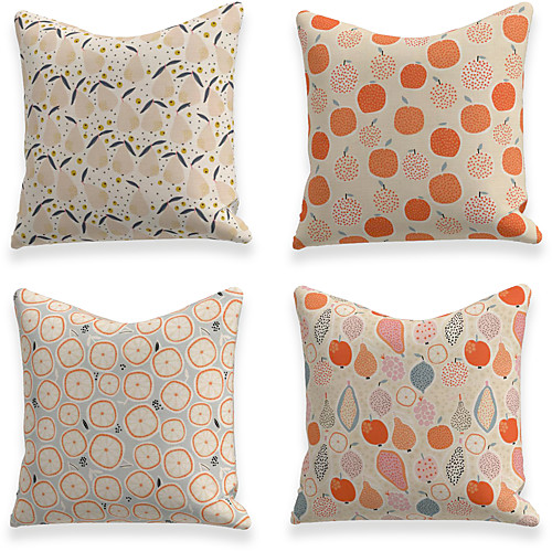 

Cushion Cover 4PCS Linen Soft Decorative Square Throw Pillow Cover Cushion Case Pillowcase for Sofa Bedroom 45 x 45 cm (18 x 18 Inch) Superior Quality Mashine Washable Fruit Pattern