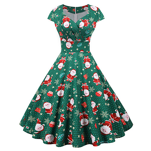 

Santa Claus Christmas Dress Women's Adults' Leisure Christmas Christmas Polyester Dress
