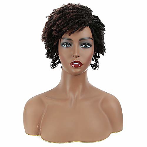 

dreadlock wig synthetic short kinky curly wig ombre brown afro twist wig for african american kanekalon wig flame retardant (dytd 1b/33)