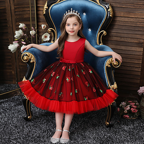 

Princess Flapper Dress Dress Party Costume Girls' Movie Cosplay Cosplay Costume Party Red Blue Pink Dress Christmas Children's Day New Year Polyester Organza