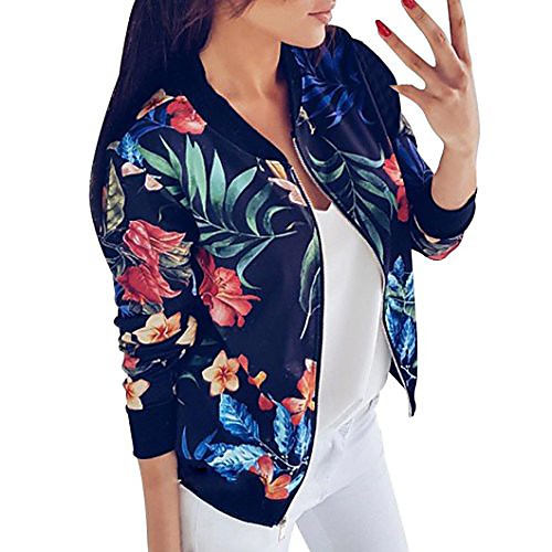 

elegant women autumn spring zipper long sleeve casual blazer suit jacket coat outwear loose tops (xxl, blue)