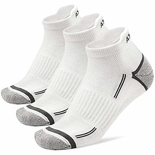 

no-show compression-fit running socks for men and women (medium, white (3 pair))