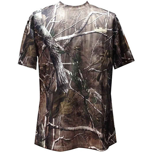 

Men's Hunting T-shirt Outdoor Breathable Quick Dry Ventilation Fast Dry Summer Solid Colored Top Polyester Camping / Hiking Hunting Fishing Green Camouflage Gray Brown