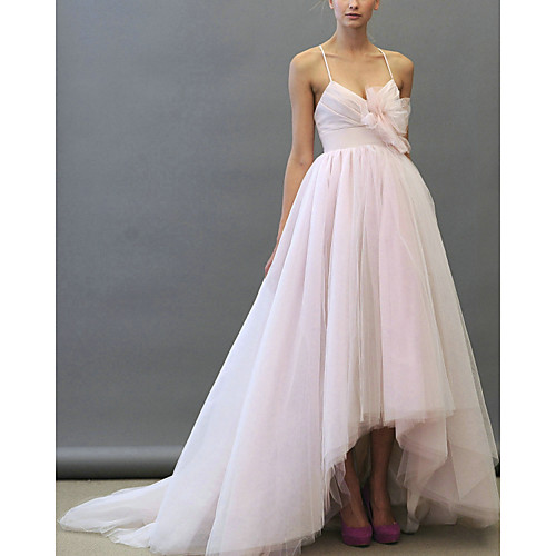 

Ball Gown Wedding Dresses Sweetheart Neckline Asymmetrical Lace Tulle Sleeveless Formal with 2021