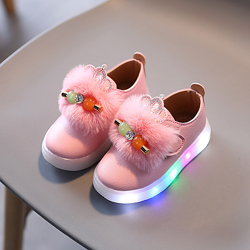 

Boys' Girls' Sneakers LED Shoes Not rechargeable PU Light Up Shoes Little Kids(4-7ys) Daily Walking Shoes LED White Pink Fall Spring