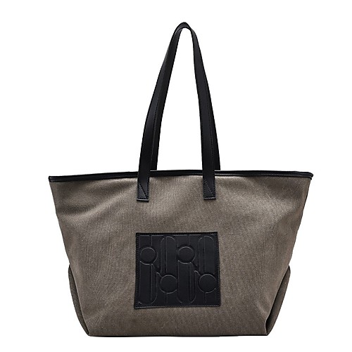 

Women's Bags Canvas Tote Zipper Embossed Floral Print Daily 2021 Tote Handbags White Black Khaki Green