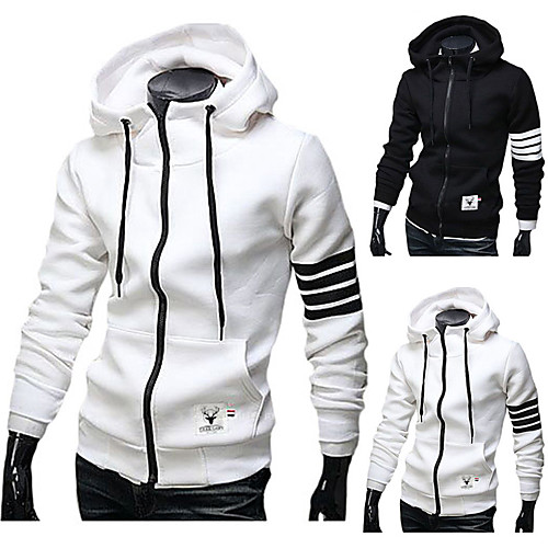 

Men's Long Sleeve Running Track Jacket Full Zip Splice Outerwear Top Athleisure Casual Winter Cotton Thermal Warm Breathable Soft Fitness Gym Workout Running Jogging Training Sportswear Stripes Normal