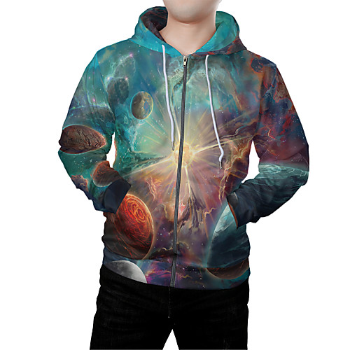 

Men's Zip Up Hoodie Sweatshirt Graphic 3D Front Pocket Hooded Daily Weekend 3D Print 3D Print Hoodies Sweatshirts Long Sleeve Rainbow