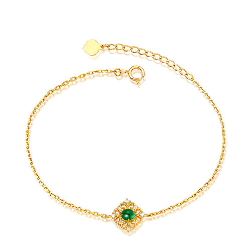 

Women's Men's Synthetic Emerald Bracelet Classic Floral Theme Elegant Fashion Silver-Plated Bracelet Jewelry Gold / Golden 3 For Gift Daily Work