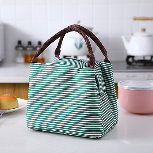 

Unisex Bags Oxford Cloth Lunch Bag Top Handle Bag Zipper Stripes Daily 2021 Handbags Black Red Green Royal Blue