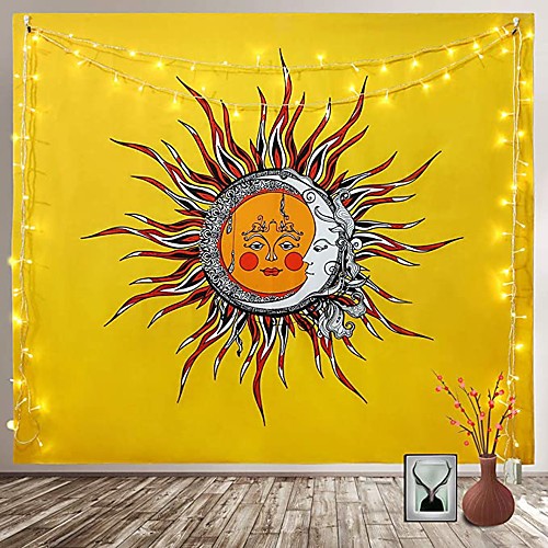 

Wall Tapestry Art Decor Blanket Curtain Picnic Tablecloth Hanging Home Bedroom Living Room Dorm Decoration Polyester Sun And Moon Pattern