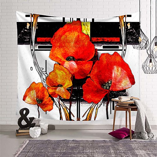 

Oil Painting Style Wall Tapestry Art Decor Blanket Curtain Hanging Home Bedroom Living Room Decoration Abstract Pattern Flower