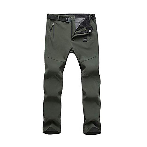 

men's snow hiking camping pants outdoor fishing ski fleece lined waterproof softshell k02m,army green,38