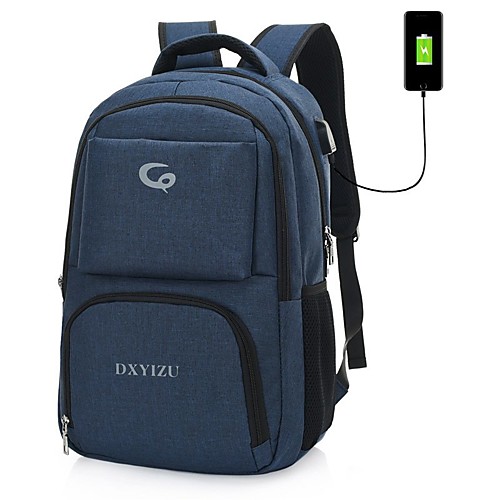 

Unisex Polyester Special Material School Bag Functional Backpack Large Capacity Lightweight Zipper Solid Color Sports & Outdoor Daily Backpack Black Blue Purple Gray