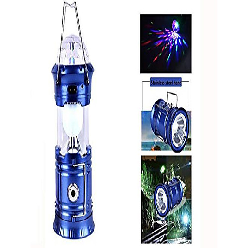 

portable camping lantern - outdoor lantern 3 in 1 camping tent led stage flashlight solar usb rechargeable torch emergency night lamp (blue)