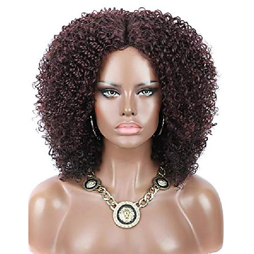 

burgundy afro kinky curly wigs for black women premium synthetic hair wig middle part natural looking hair wigs for womens daily wear hairpiece