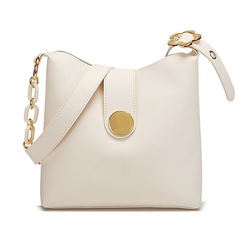 

Women's Bags Leather Bucket Bag Crossbody Bag Zipper Daily Outdoor Handbags Baguette Bag MessengerBag White Black Brown