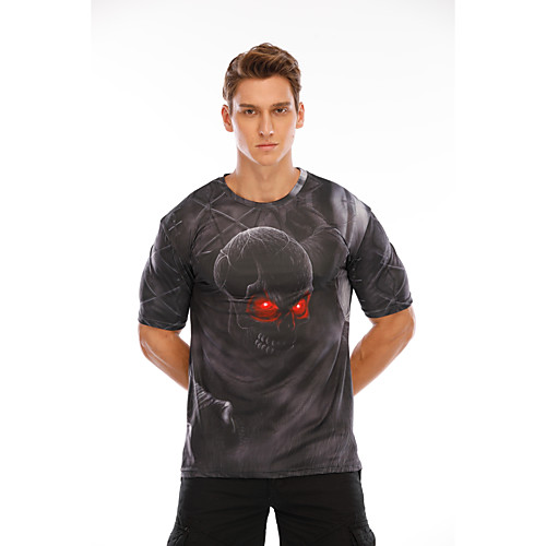 

Men's Graphic Skull T-shirt Print Short Sleeve Daily Tops Basic Round Neck Black / Summer / Club