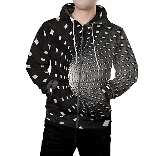 

Men's Zip Up Hoodie Sweatshirt 3D Graphic Front Pocket Hooded Daily 3D Print Hoodies Sweatshirts Long Sleeve Black