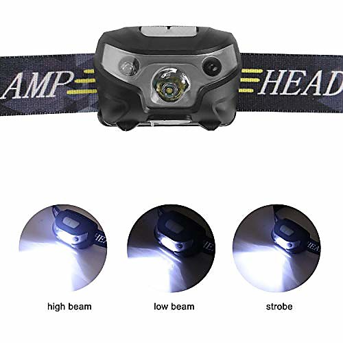 

rechargeable led headlamps, with induction modes led head torch, usb cable hands free head lights, ideal for camping, hiking, jogging (black)