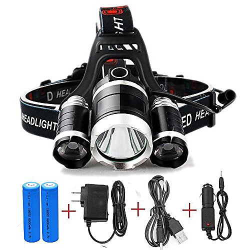 

super headlamp - 12000 lumen 3t6 zoom led headlight waterproof hard hat 3 light 4 modes for outdoor activities (option c)