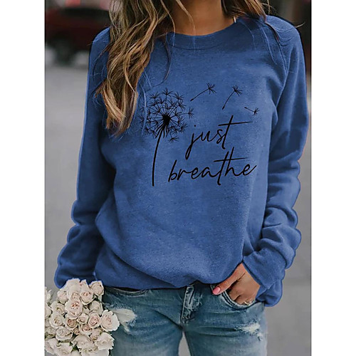 

Women's Pullover Sweatshirt Graphic Text Letter Daily Basic Hoodies Sweatshirts Blue Red Khaki