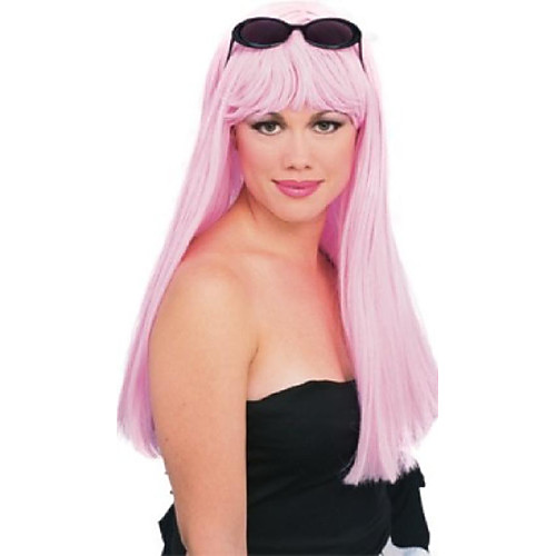 

glamour long wig with bangs, pink, one size