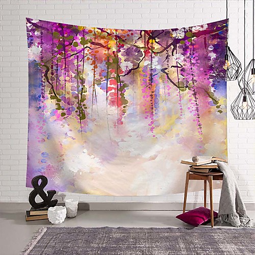 

Wall Tapestry Art Deco Blanket Curtain Picnic Table Cloth Hanging Home Bedroom Living Room Dormitory Decoration Polyester Fiber Modern Watercolor Color Violet