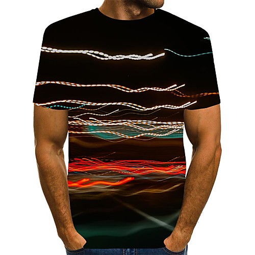 

Men's T shirt 3D Print Graphic Print Short Sleeve Daily Tops Streetwear Black