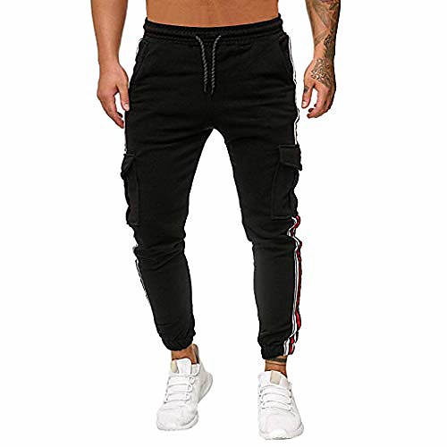 

fanshonn men's slim fit jogger pants - gym workout running sweatpants cargo pants black