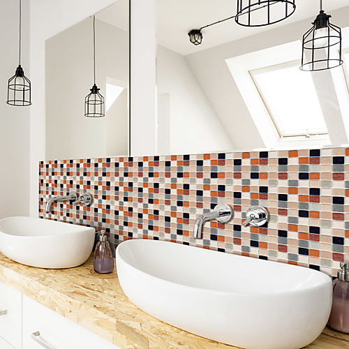 

3D Mosaic Agate Orange Wall Sticker Bathroom Waterproof Tile Sticker Kitchen Oil Repellent Antifouling Sticker 24020cm