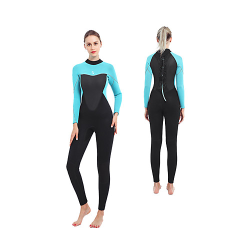 

SLINX Women's Full Wetsuit 2mm Neoprene Diving Suit Long Sleeve Back Zip - Swimming Diving Surfing Patchwork Spring & Fall Summer Winter / Stretchy