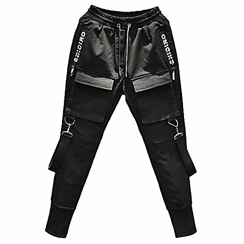 

men's hiphop punk jogger sport harem pants black tactical pants relaxed fit military army streetwear joggers