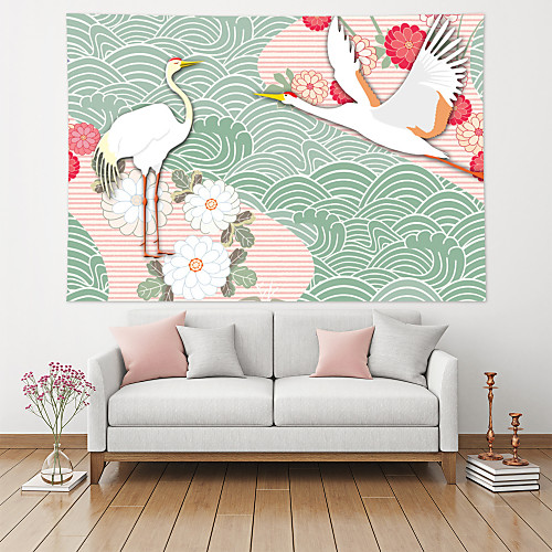 

Chinese Style Wall Tapestry Art Decor Blanket Curtain Hanging Home Bedroom Living Room Decoration Polyester Crane Sea Wave