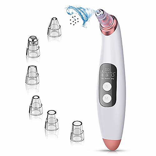 

blackhead remover vacuum - electric facial pore cleaner usb rechargeable blackhead remover tool with 3 adjustable suction & 6 probes