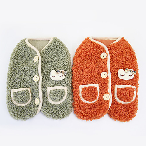 

Dog Coat Jacket Solid Colored Basic Cute Casual / Daily Winter Dog Clothes Puppy Clothes Dog Outfits Breathable Orange Green Costume for Girl and Boy Dog Plush S M L XL XXL