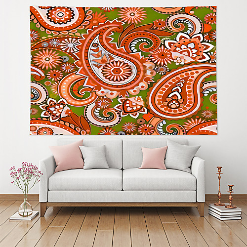 

Wall Tapestry Art Decor Blanket Curtain Picnic Table Cloth Hanging Home Bedroom Living Room Decoration Polyester Paisley Plant Flower Orange Green