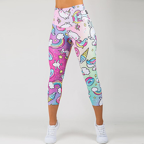 

Women's Sporty Comfort Gym Yoga Leggings Pants Patterned Calf-Length Print Blushing Pink