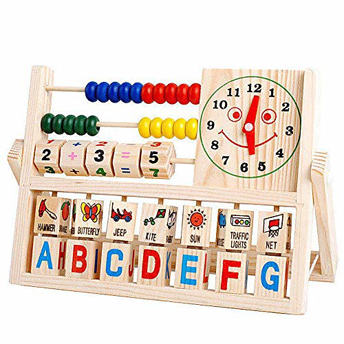 

abacus wooden toys, math teaching multi-functional children baby kids learning developmental wooden learning education toys (multicolor)